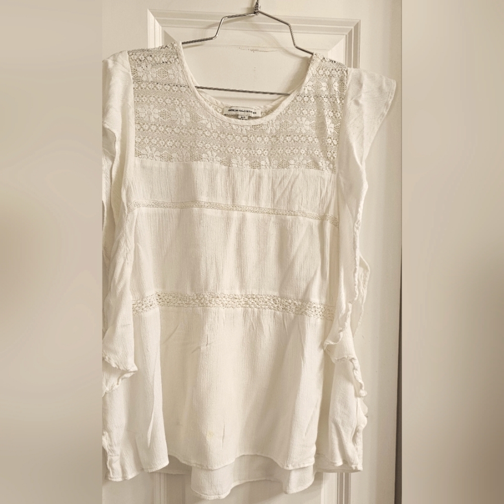 Short Sleeve Crochet Detail Blouse